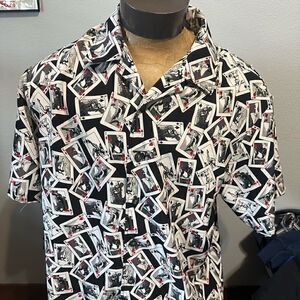 C-Two Mens XL Short Sleeve Button Down with Pinup Playing Card Graphics